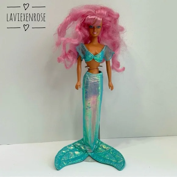 Barter Toys 98s Barter Mermaid Doll With Pink Hair And Blue